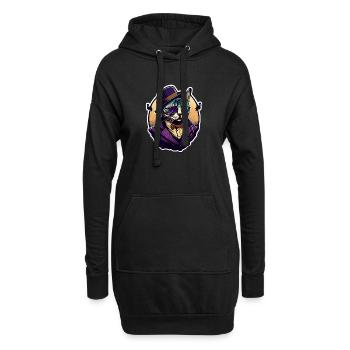 Chat pop art avec lunettes et costume - Sweat-shirt à capuche long Femme - noir - Devant