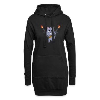 Fighting Cat - Hoodie-Kleid - Schwarz - Vorne
