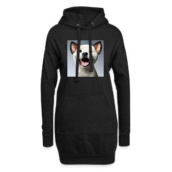 weisser Hund anime style - Hoodie-Kleid - Schwarz - Vorne