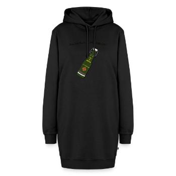 Glasmantelgeschoss - Hoodie-Kleid - Schwarz - Vorne - AI Model Female 172 light (172cm)
