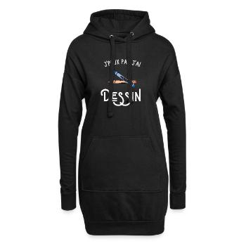 Je peux pas j'ai dessin - Sweat-shirt à capuche long Femme - noir - Devant