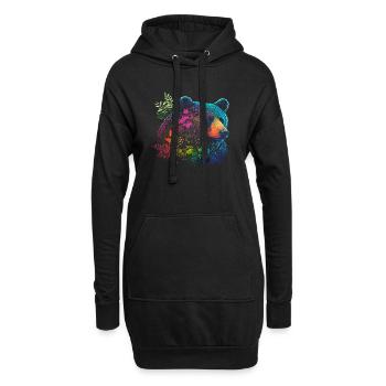 Bear Wild Spirit - Hoodie-Kleid - Schwarz - Vorne