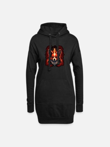 Corgi Necromancer - Hoodie Dress - black