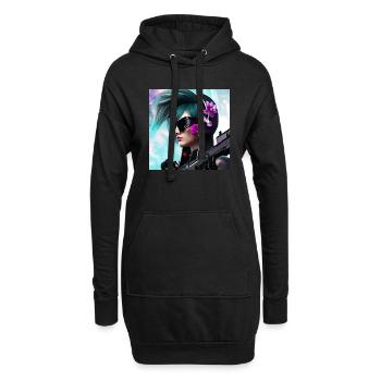 Lunettes de soleil Cyber style Girl Woman Flower - Sweat-shirt à capuche long Femme - noir - Devant