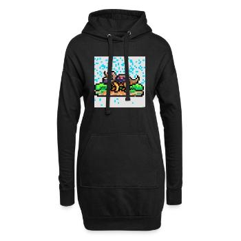 Triceratops pixel art - Sweat-shirt à capuche long Femme - noir - Devant