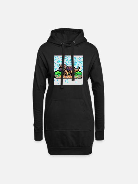 Triceratops pixel art - Hoodie Dress - black
