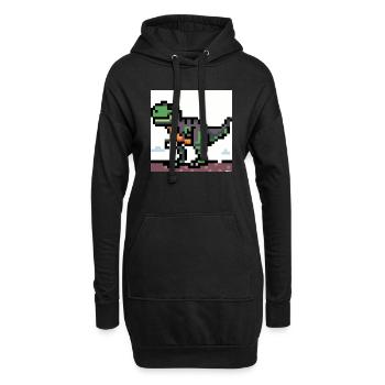 Tyrannosaurus pixel art - Sweat-shirt à capuche long Femme - noir - Devant