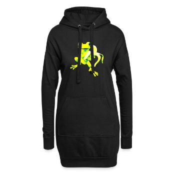 Grenouille jaune - Sweat-shirt à capuche long Femme - noir - Devant