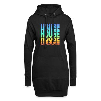 Musique house toute la vie Streched Fade - Sweat-shirt à capuche long Femme - noir - Devant