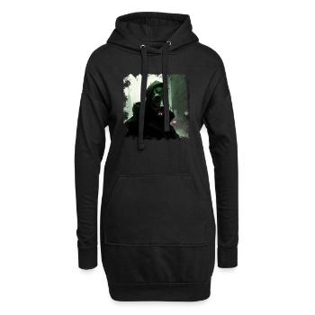 Stadt der Zukunft mit düsterem Wächter und Erlöser - Hoodie-Kleid - Schwarz - Vorne