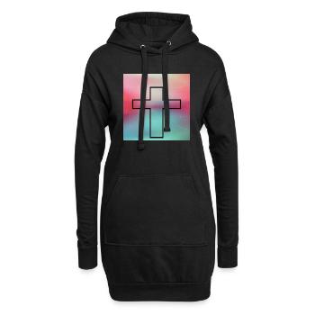 Kreuz - Hoodie-Kleid - Schwarz - Vorne