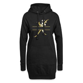Personalisierter Blumengold-x-Buchstabe - Hoodie-Kleid - Schwarz - Vorne