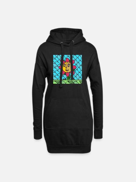Flower - "stained glass" background. - Hoodie Dress - black