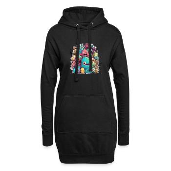 Doodle Style - Sweat-shirt à capuche long Femme - noir - Devant