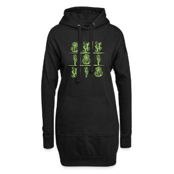 KAKTEEN - Stachelige Freunde - Fensterbank Blumen - Hoodie-Kleid - Schwarz - Vorne