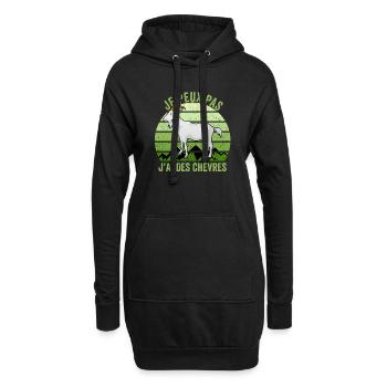 Je peux pas j'ai Des Chèvres Drôles Cadeau Chèvre - Sweat-shirt à capuche long Femme - noir - Devant