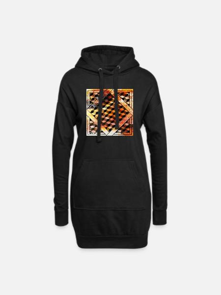 Cube Orange - Hoodie-Kleid - Schwarz