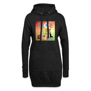 Das Leben ist schön - Hoodie-Kleid - Schwarz - Vorne