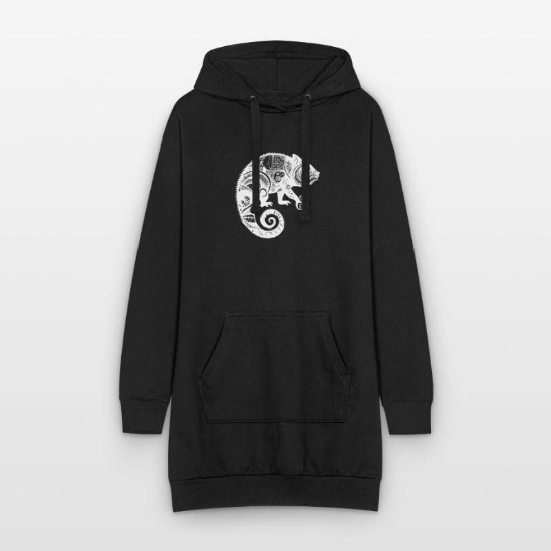 Chameleon with boho Aztec patterns Hoodie Dress