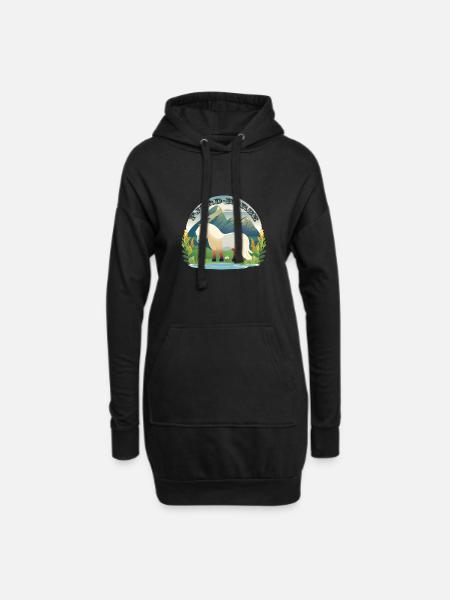 Norwegian fjord horse on grass horses - Hoodie Dress - black
