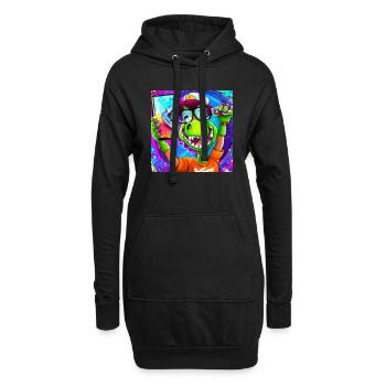 Cooler Dinosaurier macht Selfie V6 Geschenk - Hoodie-Kleid - Schwarz - Vorne