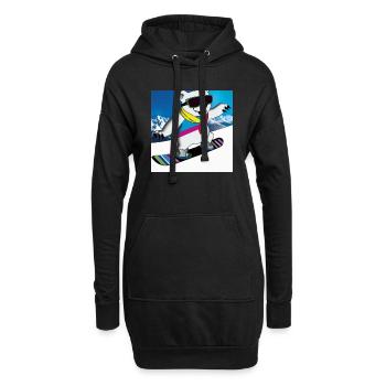 Cooler Eisbär fährt Snowboard Geschenk - Hoodie-Kleid - Schwarz - Vorne