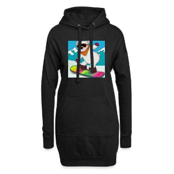 Cooler Eisbär fährt Snowboard V2 Geschenk - Hoodie-Kleid - Schwarz - Vorne