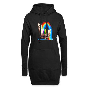Alpaga arc-en-ciel - Sweat-shirt à capuche long Femme - noir - Devant