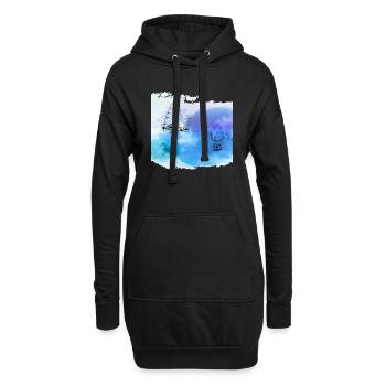 Aquarelle : Adventure Ocean - Sweat-shirt à capuche long Femme - noir - Devant