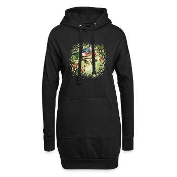 Colorful bird - Hoodie Dress - black - Front