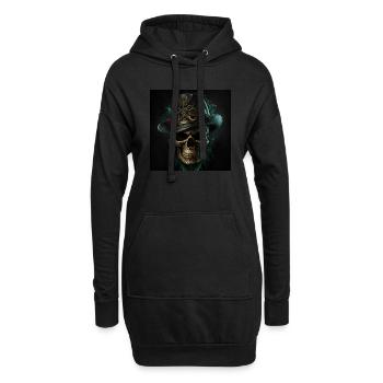 Crâne Noir Vintage - Sweat-shirt à capuche long Femme - noir - Devant
