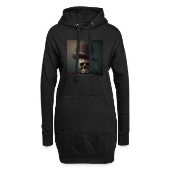 Crâne Noir Vintage - Sweat-shirt à capuche long Femme - noir - Devant