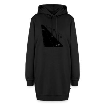 Straße ins Nichts - Hoodie-Kleid - Schwarz - Vorne - AI Model Female 172 light (172cm)