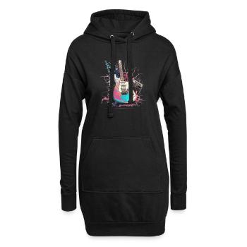 Guitare électrique inclinée - Sweat-shirt à capuche long Femme - noir - Devant