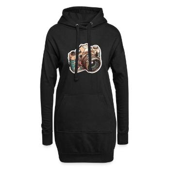 Flower-Power-Kamera - Hoodie-Kleid - Schwarz - Vorne
