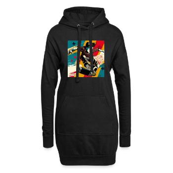 Garçon patineur - Sweat-shirt à capuche long Femme - noir - Devant