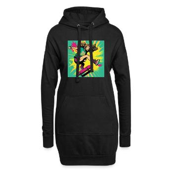 Skater-Mädchen - Hoodie-Kleid - Schwarz - Vorne