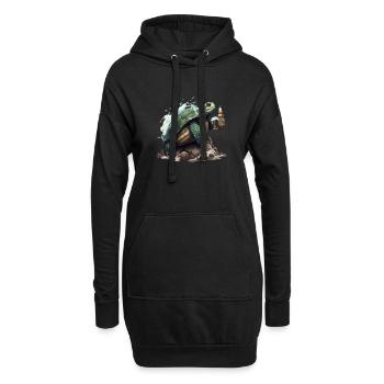 Meeres Schildköte surft mit Bier. Cooles Motiv - Hoodie-Kleid - Schwarz - Vorne