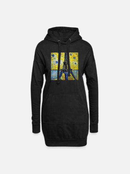 Paris Eiffelturm van gogh - Hoodie-Kleid - Schwarz
