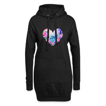 Fête des mères Mariage Fiançailles Love Saint-Valentin - Sweat-shirt à capuche long Femme - noir - Devant