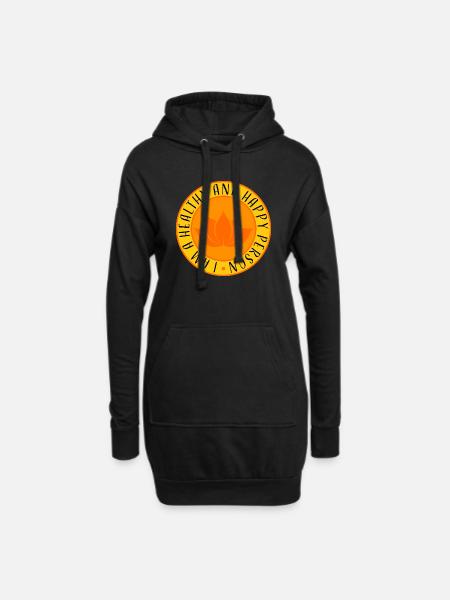 Positive Affirmation - Healthy and Happy - Hoodie Dress - black