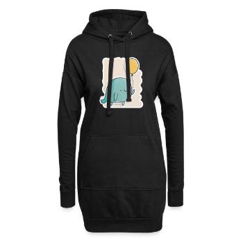Drôle de baleine avec ballon - anniversaire, doux, anime - Sweat-shirt à capuche long Femme - noir - Devant