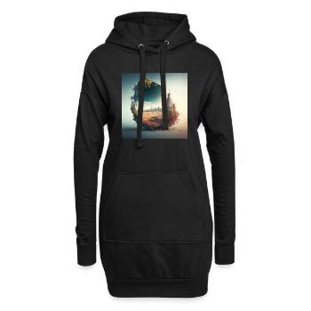 Paysage du monde n°2 - Sweat-shirt à capuche long Femme - noir - Devant