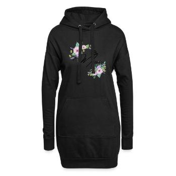 La mariée floral - Sweat-shirt à capuche long Femme - noir - Devant