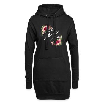 La mariée floral - Sweat-shirt à capuche long Femme - noir - Devant