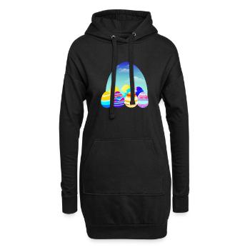 Oeuf de Pâques Lapin de Pâques Cadeau Pâques Joyeuses Pâques - Sweat-shirt à capuche long Femme - noir - Devant