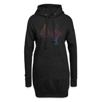 Regenbogen Skelett Hände Boho Gothic - Hoodie-Kleid - Schwarz - Vorne