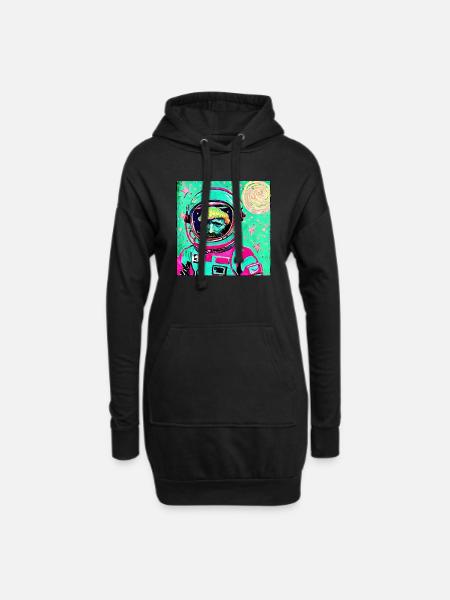 Van-Gogh-Astronaut - Hoodie-Kleid - Schwarz