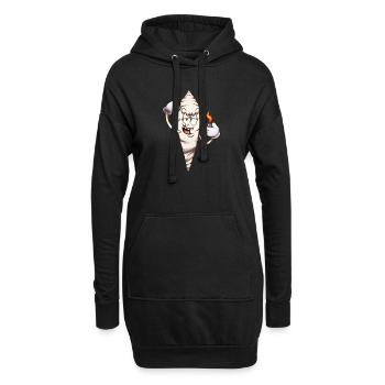 Lustiger Cartoon-Joint mit Feuerzeug - Hoodie-Kleid - Schwarz - Vorne