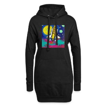 navette spatiale van gogh - Sweat-shirt à capuche long Femme - noir - Devant